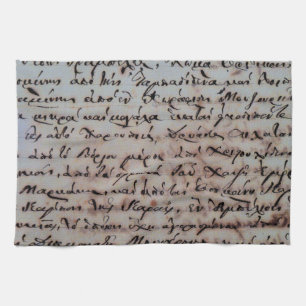 greek greece ancient hand writing text letters ink tea towel
