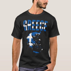 Greek   Greece Country Map Flag T-Shirt