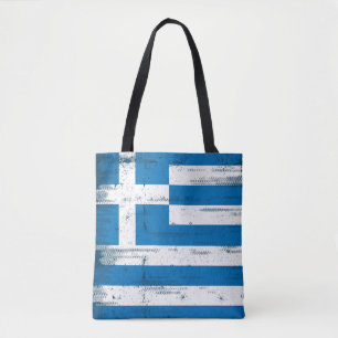Greek grunge Flag Tote Bag