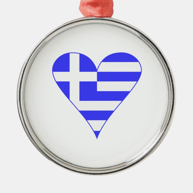 Greek Heart Flag Funky Metal Tree Decoration (Front)