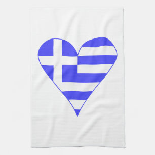 Greek Heart Flag Funky Tea Towel