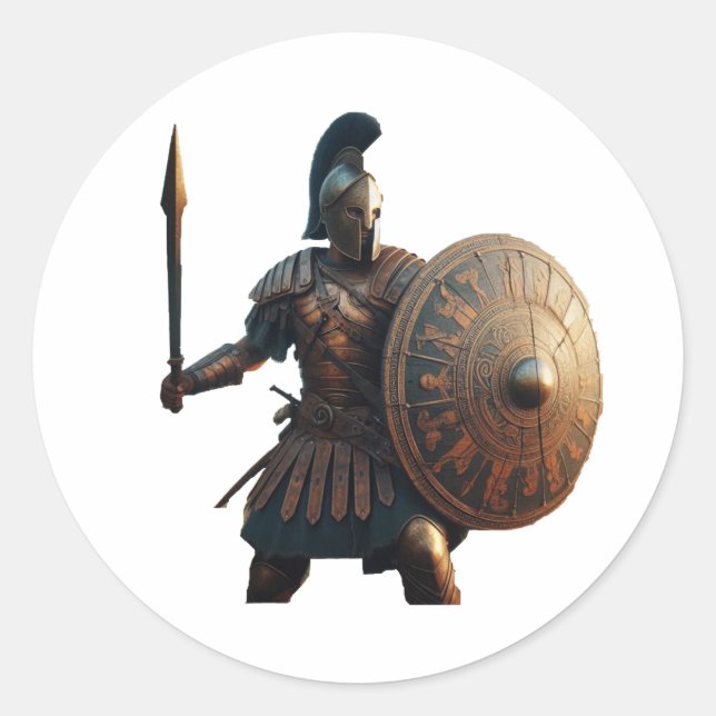 Greek Hoplite  Classic Round Sticker (Front)