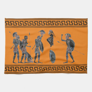 Greek Hoplite soldiers celebrating Tea Towel