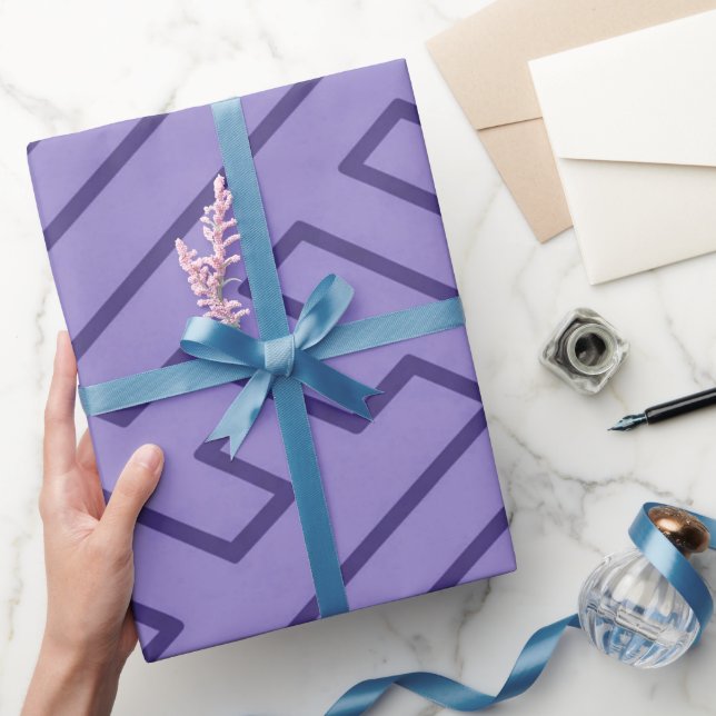 Greek Inspiration Geometric Lines Purple Pattern Wrapping Paper (Gifting)