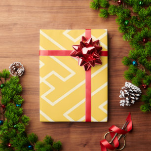 Greek Inspiration Geometric Lines Yellow Pattern Wrapping Paper
