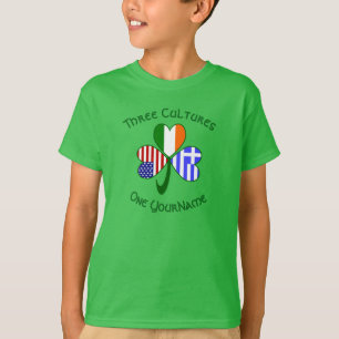 Greek Irish American Flags Shamrock Your Name T-Shirt