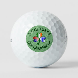 Greek Irish American Shamrock Flag Personalised  Golf Balls