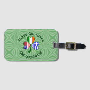 Greek Irish American Shamrock Flag Personalised Luggage Tag