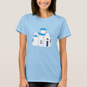 Greek Island Greece Blue Dome Church  T-Shirt