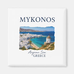 Greek Island Mykonos Vacation Travel Coastal Life  Magnet