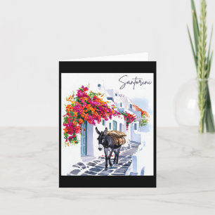 Greek Island Santorini Donkey In Traditional Greek Card