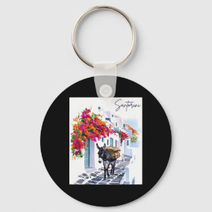 Greek Island Santorini Donkey In Traditional Greek Key Ring