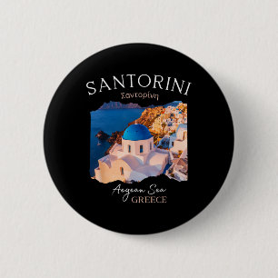 Greek Island Santorini Greece Oia Village Blue Chu 6 Cm Round Badge
