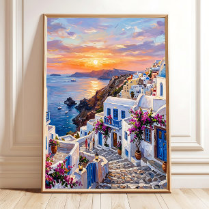 Greek Island Village Canvas Wall Art