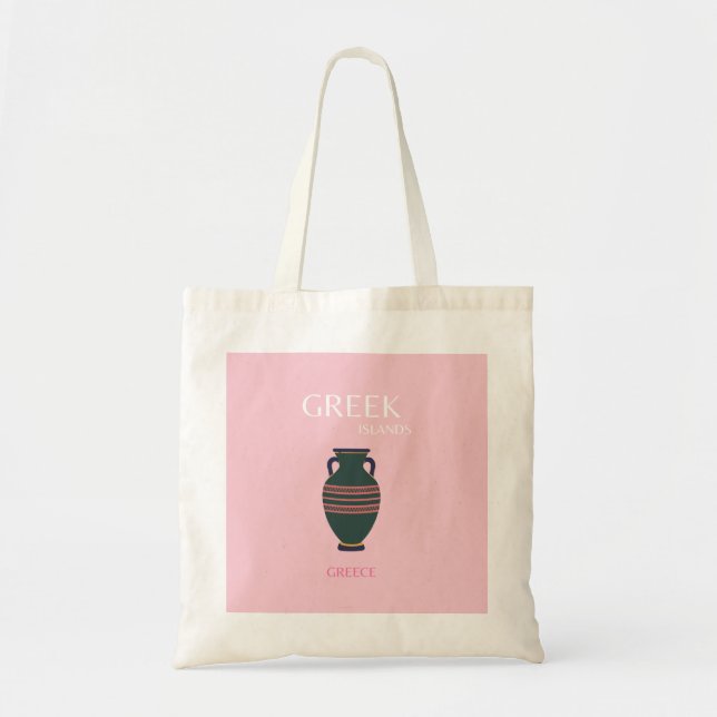Greek Islands, Greece, Preppy, Pink Tote Bag (Front)