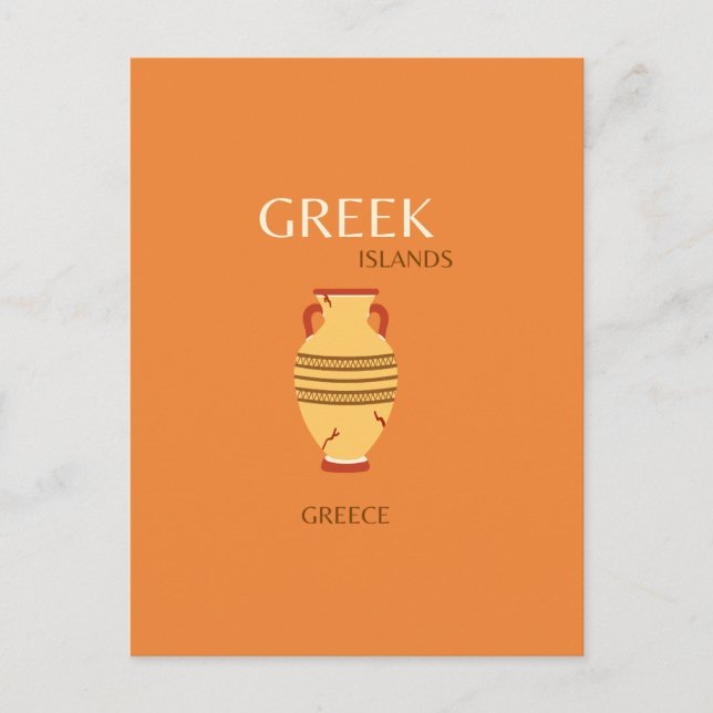 Greek Islands, Greece, Travel, Preppy, Orange Holiday Postcard (Front)