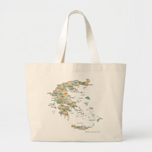 Greek Islands Map  Large Tote Bag