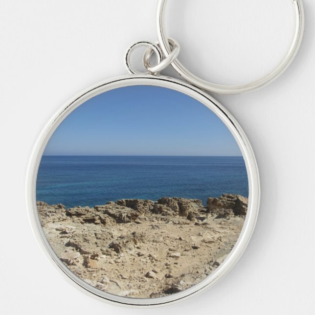 Greek Islands Mediterranean Landscape Key Ring (Front)
