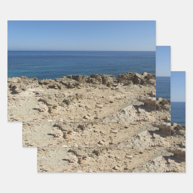 Greek Islands Mediterranean Landscape Wrapping Paper Sheet (Set)