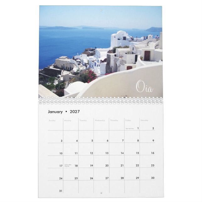 Greek isles  Calendar (Jan 2027)