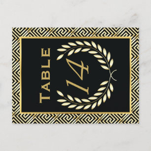 Greek key and laurel wreath wedding table number postcard