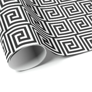 Greek Key, black and white Wrapping Paper
