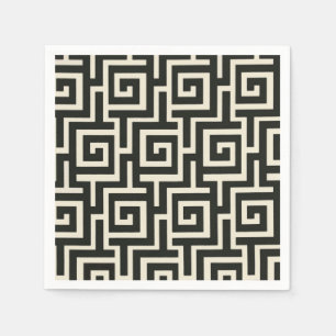 Greek Key Black Napkin