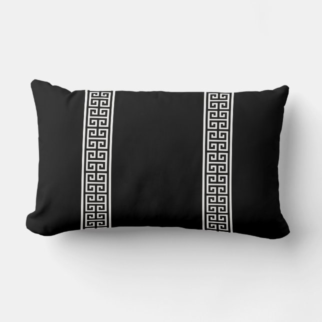 Greek Key Black & White Lumbar Cushion (Front)