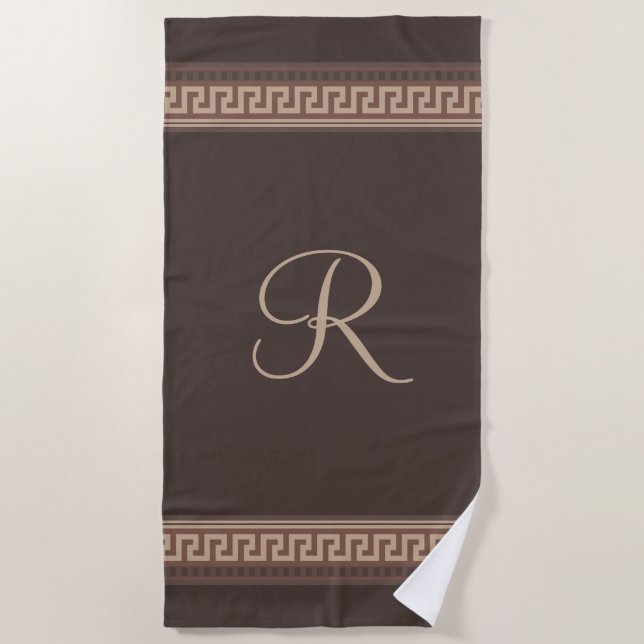 Greek key border beach towel (Front)