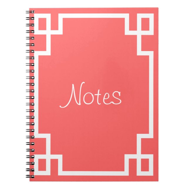 Greek Key (Change to any colour!) Spiral Notebook (Front)