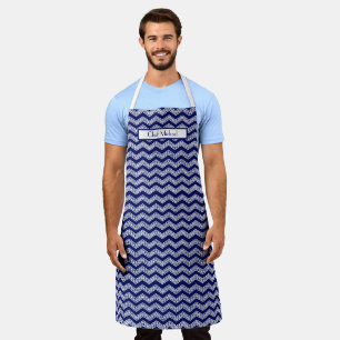 Greek Key Chevron DIY Colours Navy White SV Apron