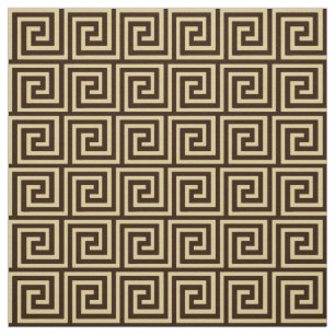 Greek Key, chocolate brown and tan Fabric