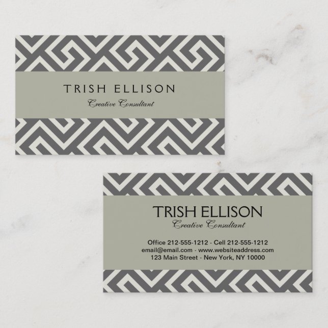 Greek Key Classic Square Swirl Pattern Business Card (Front/Back)