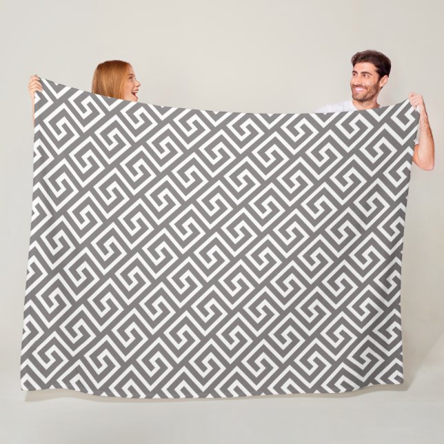 Greek Key Classic Square Swirl Pattern Fleece Blanket (In Situ)