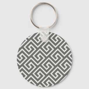 Greek Key Classic Square Swirl Pattern Key Ring