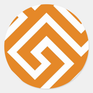Greek Key Classic Square Swirl Pattern Round Sticker