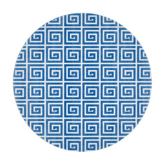 Greek Key design - blue and white Cutting Board (Front)