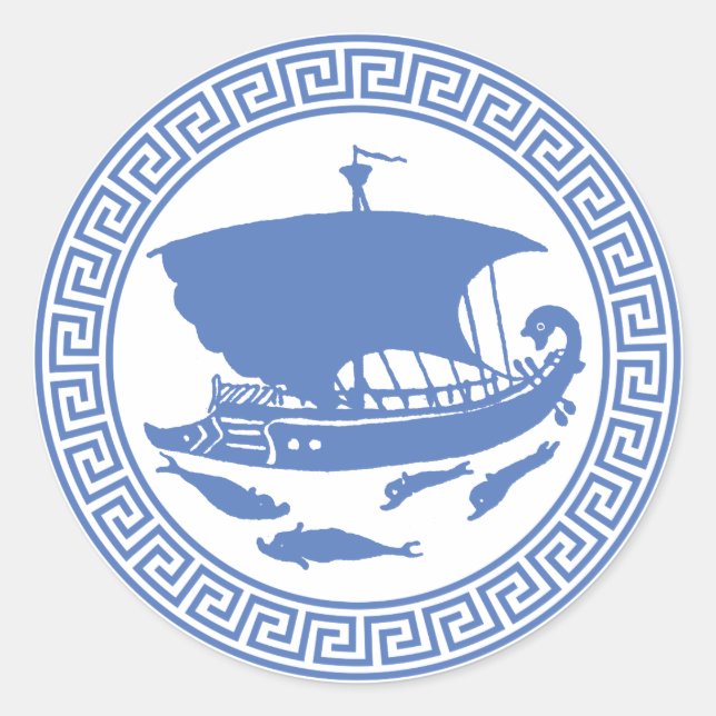 Greek Key Design Classic Round Sticker (Front)