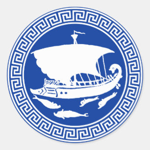 Greek Key Design Classic Round Sticker