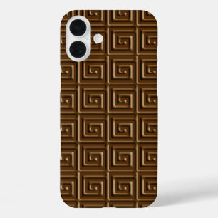 Greek Key design - dark chocolate iPhone 16 Plus Case