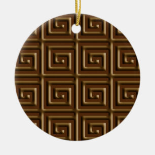 Greek Key design - dark chocolate Ceramic Tree Decoration