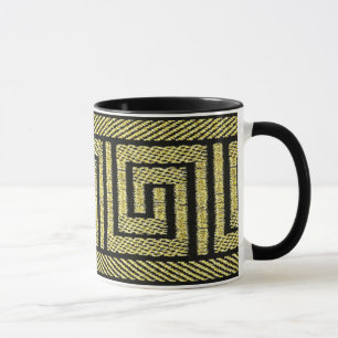 Greek Key Design In Golds & Black Mug