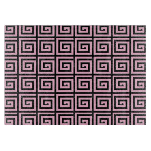 Greek Key design - pink and black Cutting Board