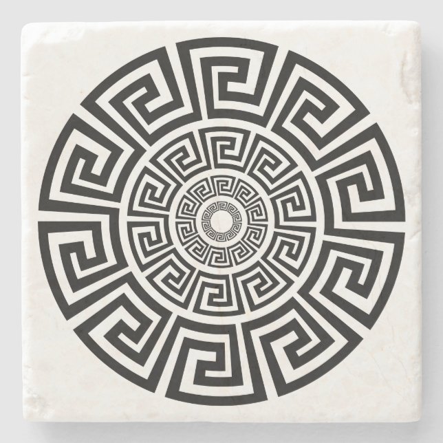 Greek Key Design Stone Coaster (Front)