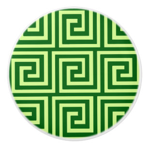 Greek Key, emerald green and lime Ceramic Knob