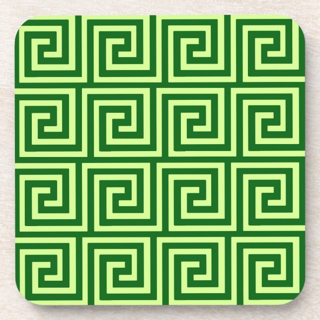 Greek Key, emerald green and lime Coaster (Front)