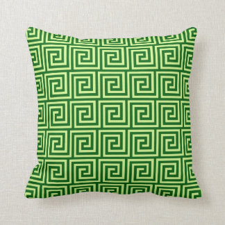 Greek Key, emerald green and lime Cushion