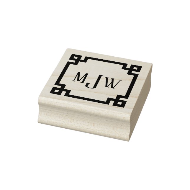 Greek Key Frame Monogram Rubber Stamp (Stamp)
