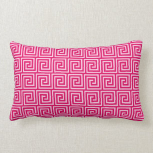 Greek Key, fuchsia and light pink Lumbar Cushion