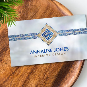 Greek Key  - Greek meander - Gold and Blue Business Card